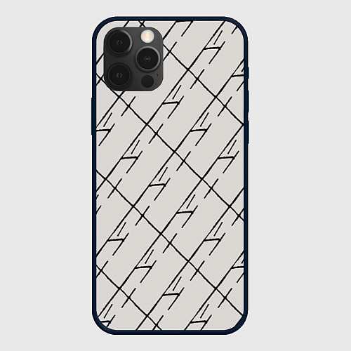 Чехол iPhone 12 Pro Max Три буквы: паттерн на бежевом / 3D-Черный – фото 1