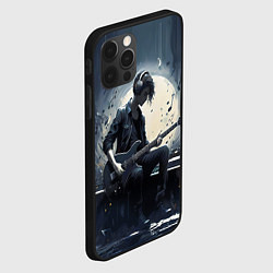 Чехол для iPhone 12 Pro Max Играющий на гитаре в свете Луны музыкант, цвет: 3D-черный — фото 2