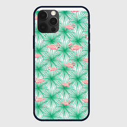 Чехол iPhone 12 Pro Max Фламинго и тропики