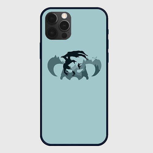 Чехол iPhone 12 Pro Max Скайрим - минимализм / 3D-Черный – фото 1