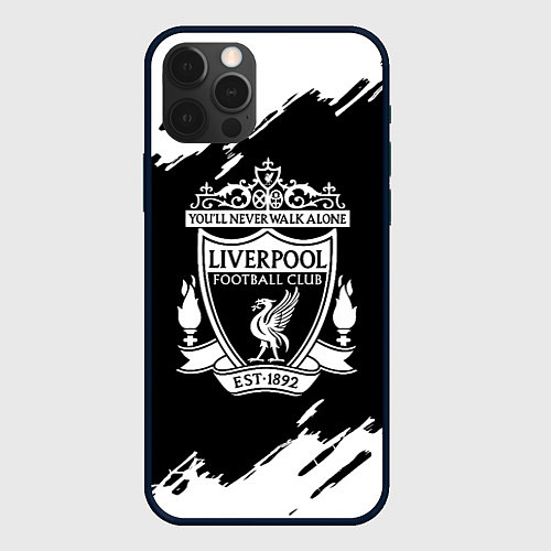 Чехол iPhone 12 Pro Max Liverpool белые краски штрихи / 3D-Черный – фото 1
