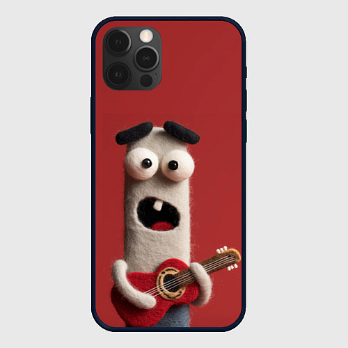 Чехол iPhone 12 Pro Max Удивленный гитарист / 3D-Черный – фото 1