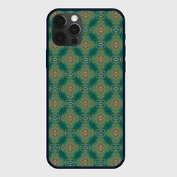 Чехол для iPhone 12 Pro Max Абстрактные ромбы зелено-синие, цвет: 3D-черный