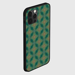 Чехол для iPhone 12 Pro Max Абстрактные ромбы зелено-синие, цвет: 3D-черный — фото 2