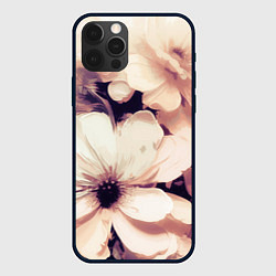 Чехол для iPhone 12 Pro Max Нежные крупные цветы, цвет: 3D-черный