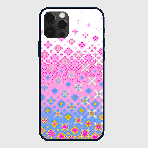 Чехол iPhone 12 Pro Max Розово-голубой узор / 3D-Черный – фото 1