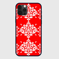 Чехол iPhone 12 Pro Max Роскошные обои красно-белые