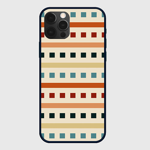 Чехол iPhone 12 Pro Max Пиксели и полосы орнамент осенний рябиновый / 3D-Черный – фото 1