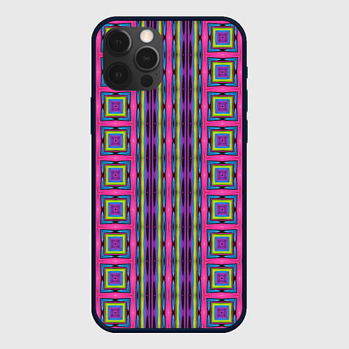Чехол iPhone 12 Pro Max Геометрические яркие полосы / 3D-Черный – фото 1