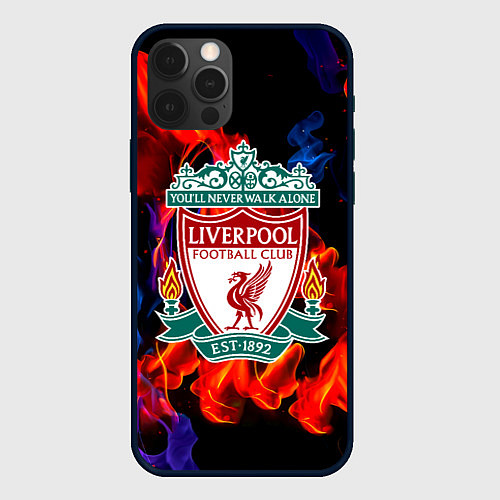 Чехол iPhone 12 Pro Max Liverpool огненный стиль текстура / 3D-Черный – фото 1