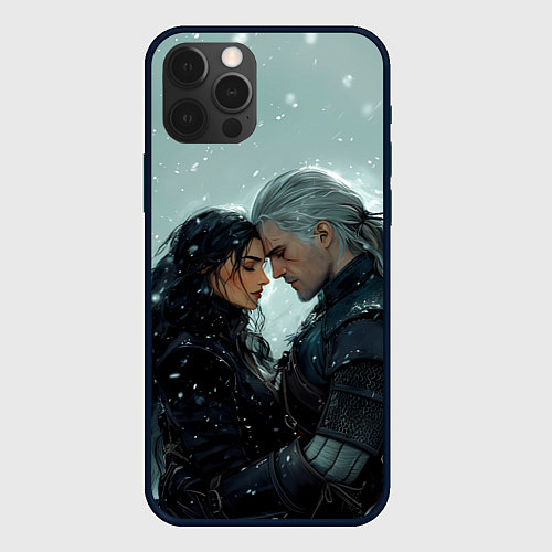 Чехол iPhone 12 Pro Max Йеннифэр и Геральт в обнимку / 3D-Черный – фото 1