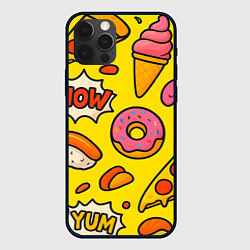 Чехол для iPhone 12 Pro Max Комикс про еду, цвет: 3D-черный