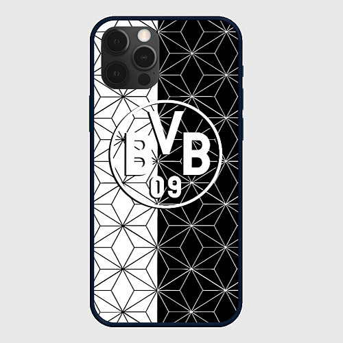 Чехол iPhone 12 Pro Max Borussia geometry black steel / 3D-Черный – фото 1