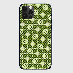 Чехол для iPhone 12 Pro Max Текстура из ромбов зеленая, цвет: 3D-черный