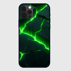 Чехол для iPhone 12 Pro Max Кислотный зеленый свет из плит, цвет: 3D-черный
