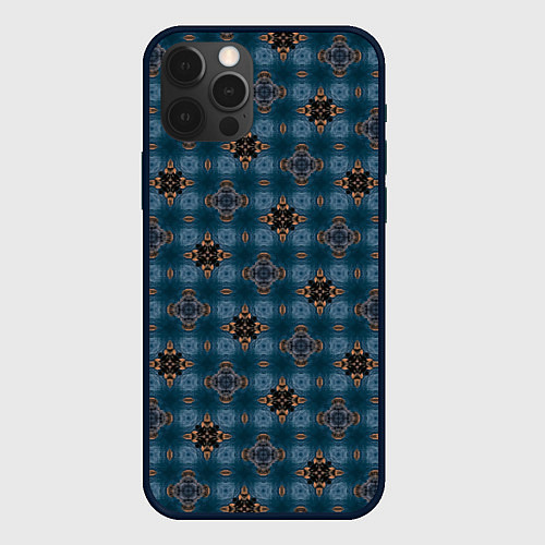 Чехол iPhone 12 Pro Max Сине-черный узорчатый паттерн / 3D-Черный – фото 1