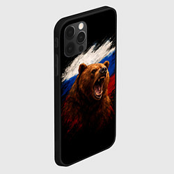 Чехол для iPhone 12 Pro Max Медведь на фоне триколора, цвет: 3D-черный — фото 2