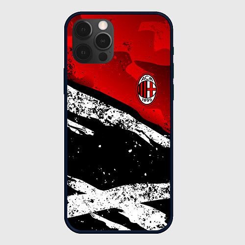 Чехол iPhone 12 Pro Max ФК Милан - потертости / 3D-Черный – фото 1