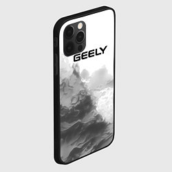 Чехол для iPhone 12 Pro Max Geely на сером абстрактном фоне, цвет: 3D-черный — фото 2