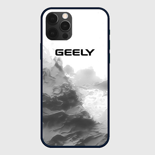 Чехол iPhone 12 Pro Max Geely на сером абстрактном фоне / 3D-Черный – фото 1