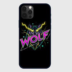 Чехол для iPhone 12 Pro Max Голова волка со светящимися желтыми глазами, цвет: 3D-черный