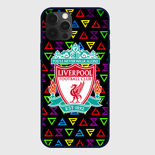 Чехол iPhone 12 Pro Max Liverpool pattern neon / 3D-Черный – фото 1