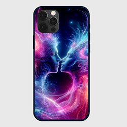 Чехол для iPhone 12 Pro Max Космический поцелуй - неоновое свечение, цвет: 3D-черный