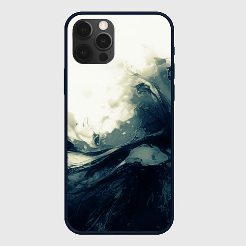 Чехол iPhone 12 Pro Max Чёрно-синие абстрактные краски / 3D-Черный – фото 1