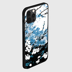 Чехол для iPhone 12 Pro Max Абстракция чёрное дерево с синими цветами, цвет: 3D-черный — фото 2