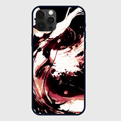 Чехол iPhone 12 Pro Max Чёрно-красный абстракция волна