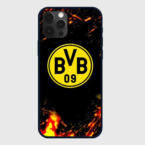 Чехол iPhone 12 Pro Max Borussia огненные краски / 3D-Черный – фото 1