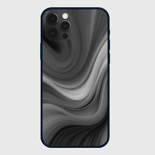 Чехол iPhone 12 Pro Max Серые волны абстракция однотонная / 3D-Черный – фото 1