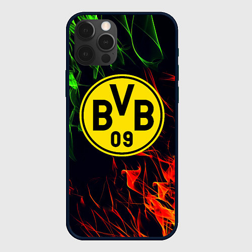 Чехол iPhone 12 Pro Max Borussia flame toxic / 3D-Черный – фото 1