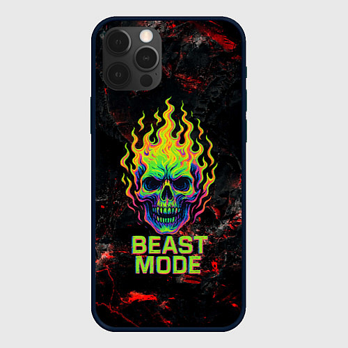 Чехол iPhone 12 Pro Max Beast mode череп / 3D-Черный – фото 1