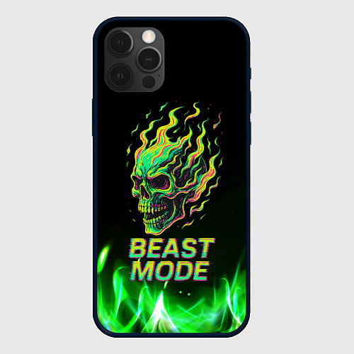 Чехол iPhone 12 Pro Max Режим зверя огненный череп / 3D-Черный – фото 1