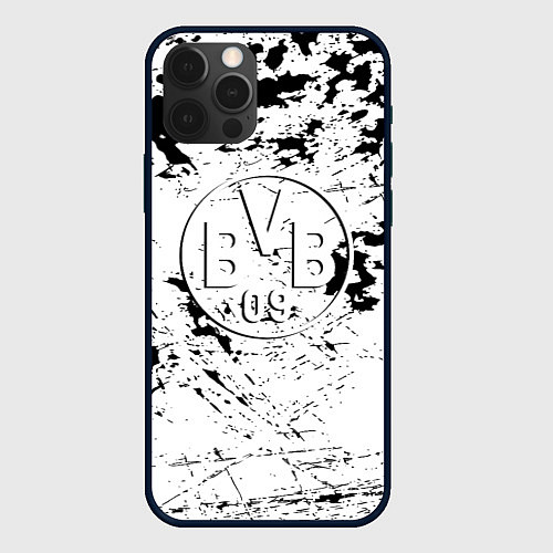 Чехол iPhone 12 Pro Max Borussia черно белые краски / 3D-Черный – фото 1