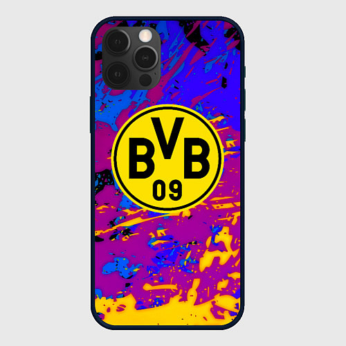 Чехол iPhone 12 Pro Max Borussia абстрактные краски / 3D-Черный – фото 1