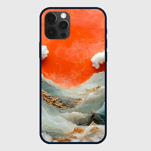 Чехол iPhone 12 Pro Max Японский пейзаж абстракция / 3D-Черный – фото 1