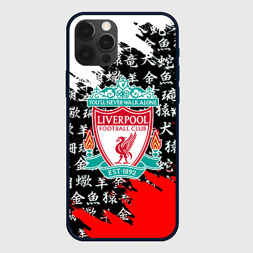 Чехол iPhone 12 Pro Max Ливерпуль китайские символы краски / 3D-Черный – фото 1
