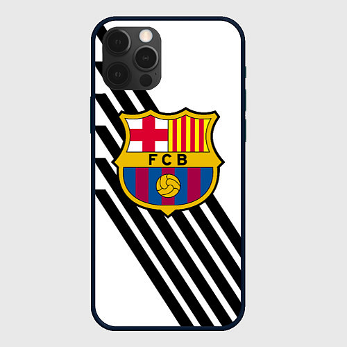 Чехол iPhone 12 Pro Max Barcelona черно белые полосы / 3D-Черный – фото 1