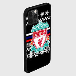 Чехол для iPhone 12 Pro Max Ливерпуль текстура триколор зима, цвет: 3D-черный — фото 2