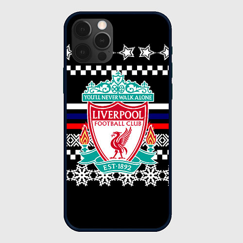 Чехол iPhone 12 Pro Max Ливерпуль текстура триколор зима / 3D-Черный – фото 1