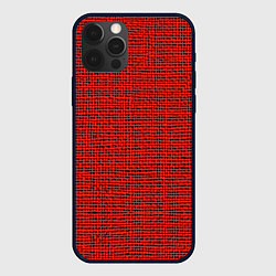 Чехол для iPhone 12 Pro Max Мешковина красная имитация, цвет: 3D-черный
