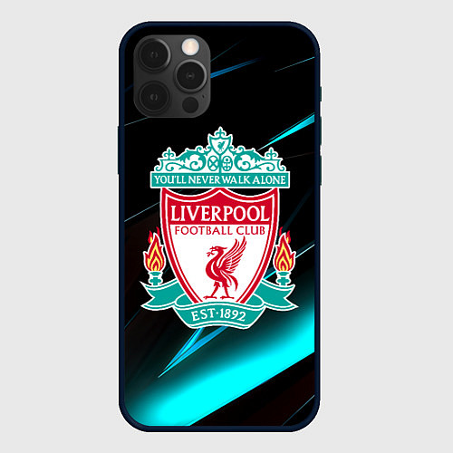 Чехол iPhone 12 Pro Max Liverpool neon stripes / 3D-Черный – фото 1