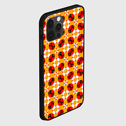 Чехол для iPhone 12 Pro Max Цветочная геометрия красно-желтая, цвет: 3D-черный — фото 2