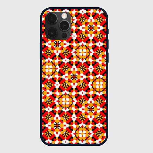 Чехол iPhone 12 Pro Max Пестрый узорчатый паттерн / 3D-Черный – фото 1