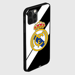 Чехол для iPhone 12 Pro Max Реал Мадрид черно белые полосы, цвет: 3D-черный — фото 2