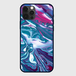 Чехол iPhone 12 Pro Max Абстракция бело сине красный мрамор