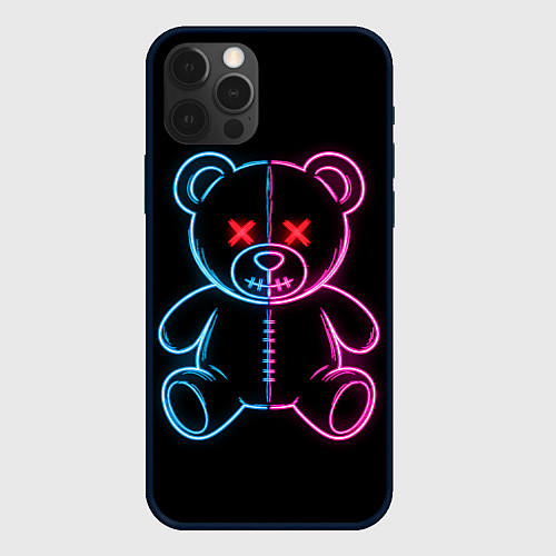 Чехол iPhone 12 Pro Max Неоновый мишка / 3D-Черный – фото 1