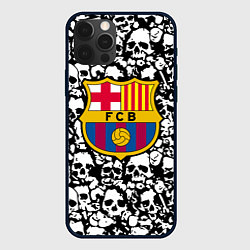 Чехол для iPhone 12 Pro Max Barcelona черно белые черепа, цвет: 3D-черный